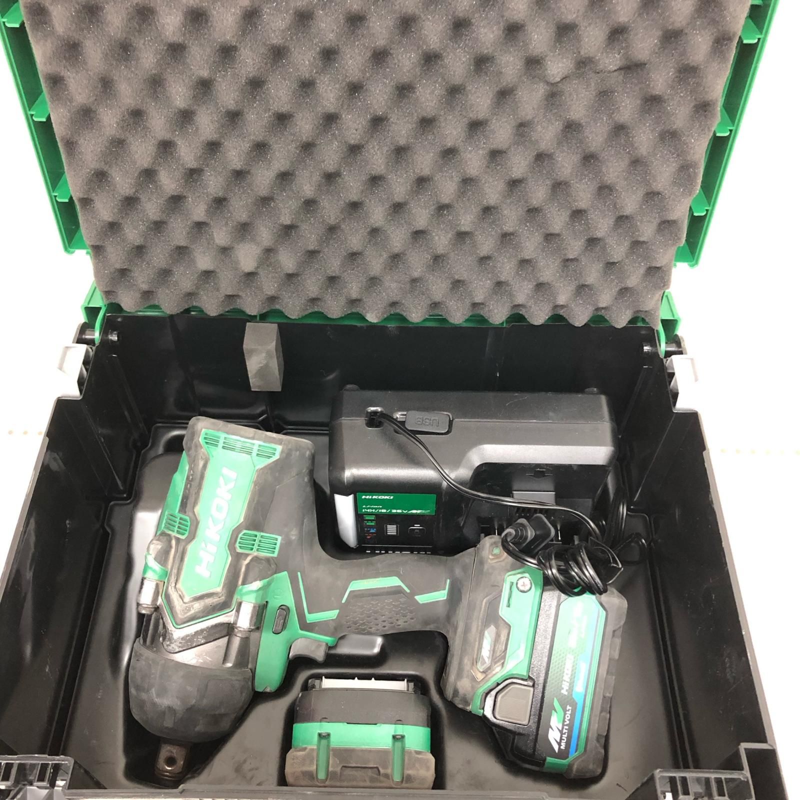 HiKOKI ハイコーキ 充電式 36V コードレスインパクトレンチ 充電器 充電池2個 ケース付 PSEマーク有 WR36DF グリーン