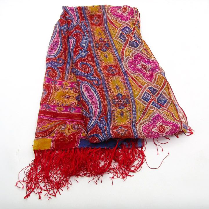 エトロ ストール ショール ペイズリー柄 シルク イタリア製 ブランド 小物 レディース レッド×イエロー ETRO