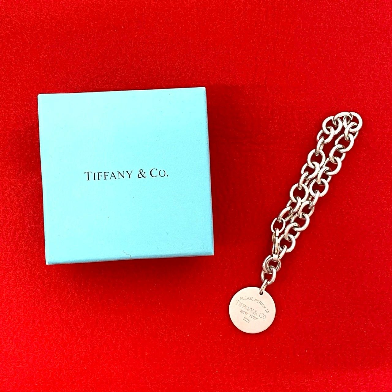 TIFFANY-Co. ティファニー リターントゥ ラウンドタグ シルバー925 チェーン ブレスレット バングル シルバー 21139
