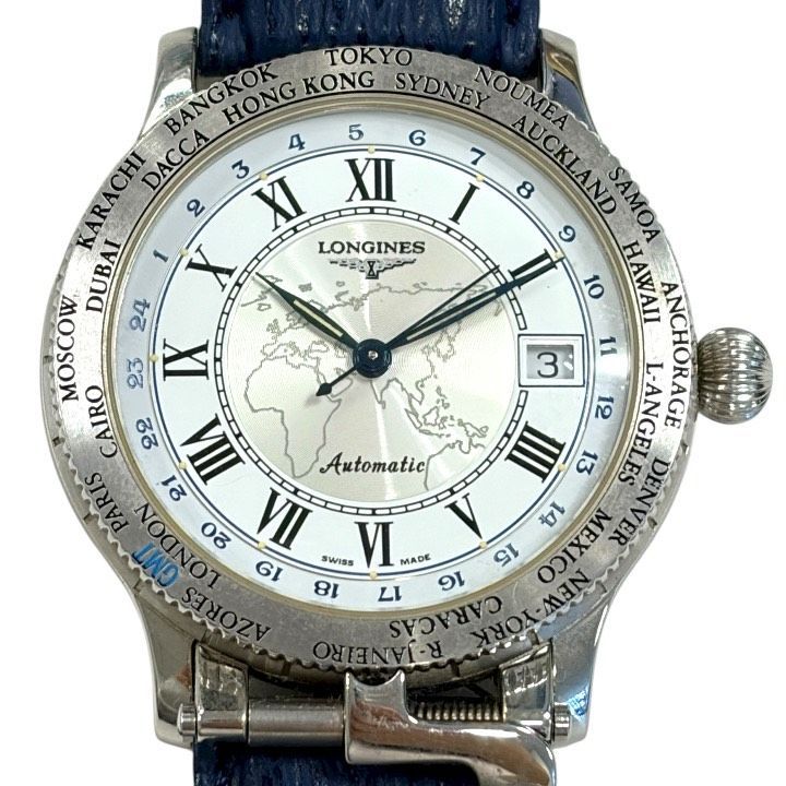 LONGINES ロンジン L2.610.4 リンドバーグ GMT デイト AT 自動巻き メンズ SS×革ベルト 3000本 あり 稼働品