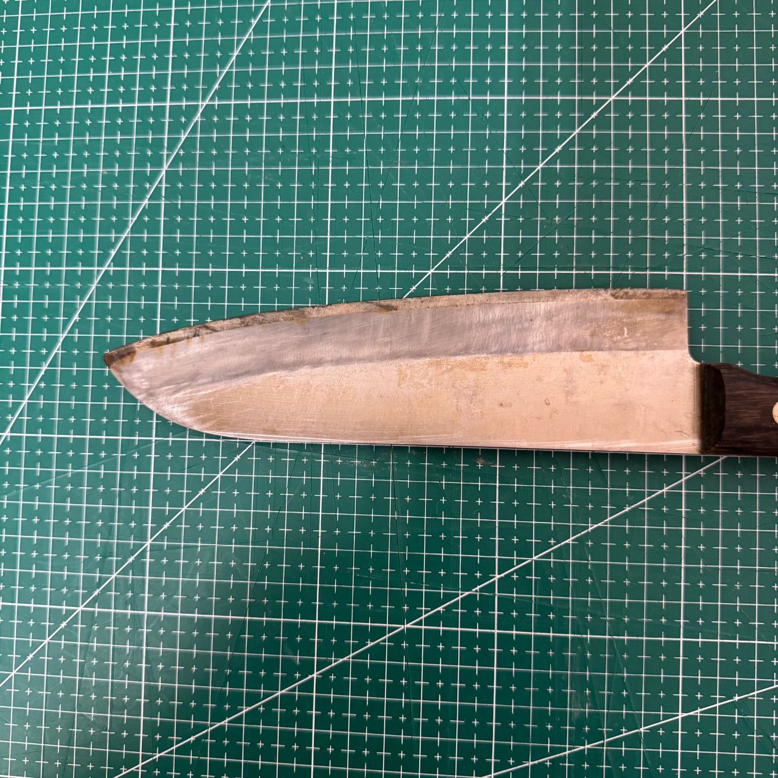 関蔵作 本割込DP】三徳包丁☆刃渡り16.5cm ☆ジャンク/研磨前提☆鋼