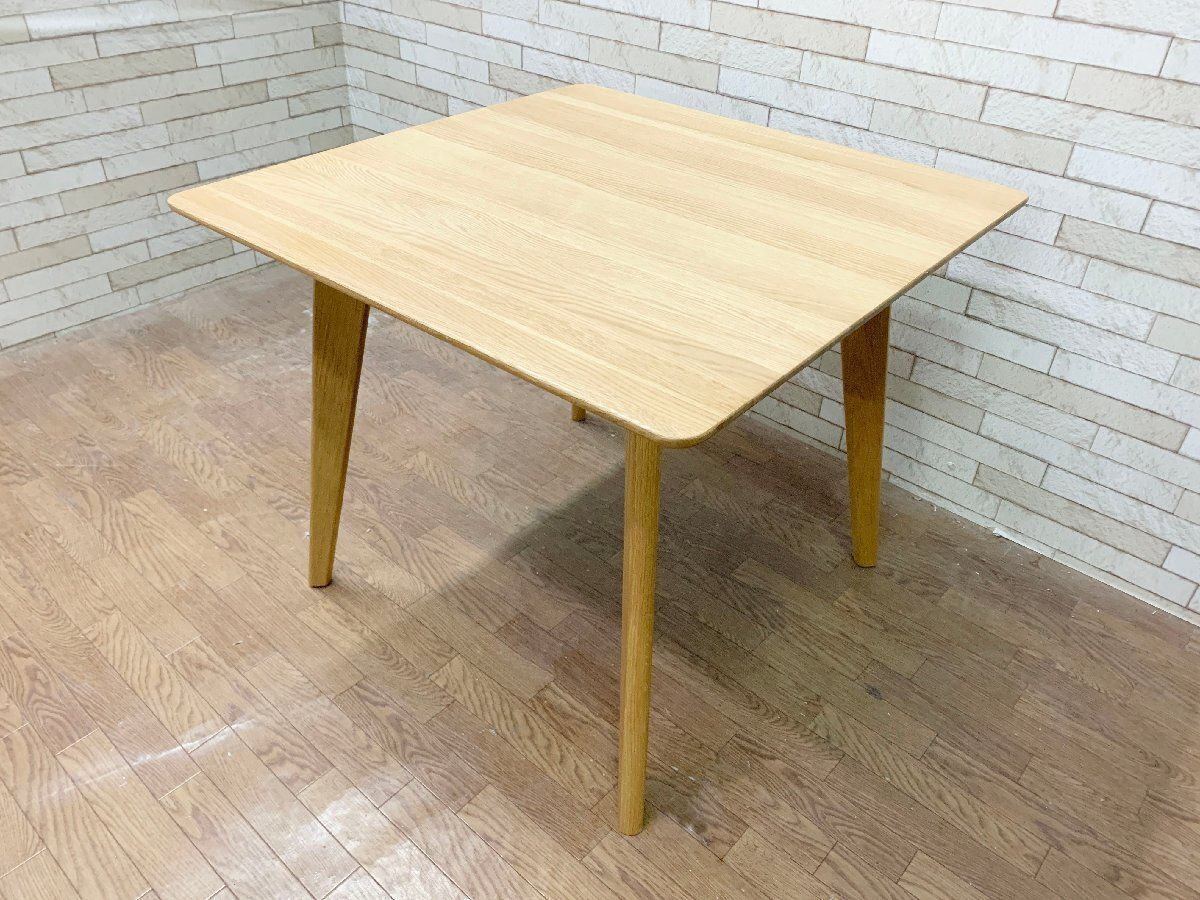 ダイニングテーブル 大川家具 リバー 食卓 机 正方形 北欧 オーク材 シンプル 少人数 幅80 cm ウレタン塗装 畑1157