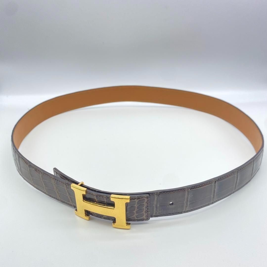 美品　HERMES　エルメス　コンスタンス　クロコ　ベルト　ポロサス HERMES レア美品 エルメス コンスタンス ポロサス クロコダイル H