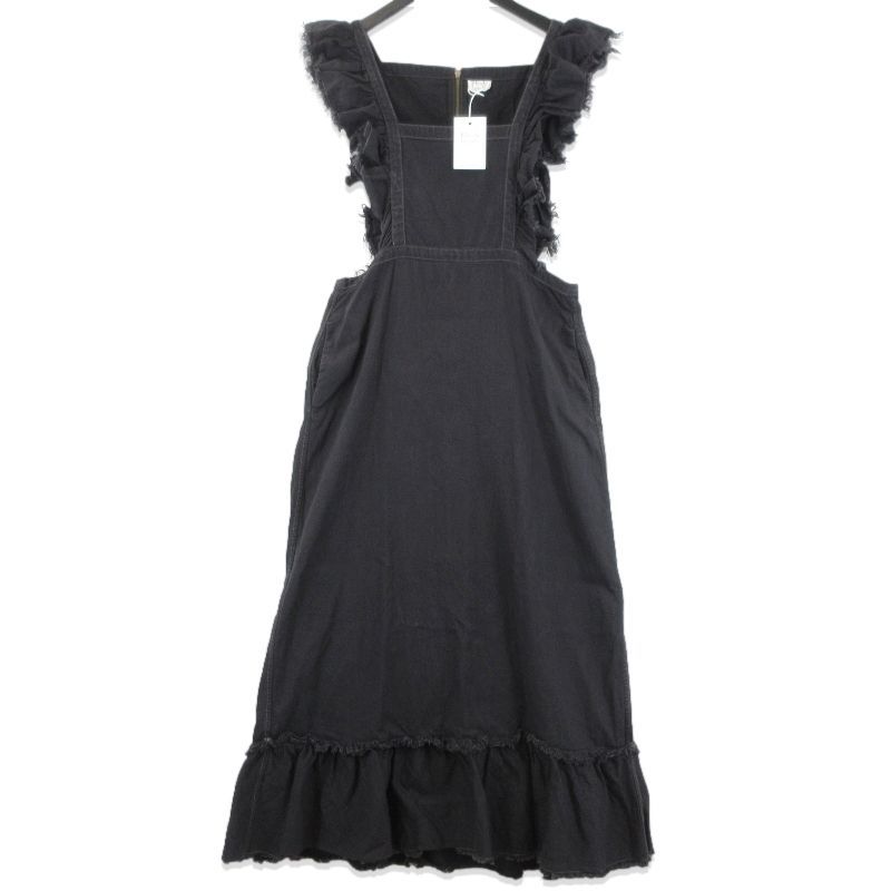 RHODOLIRION ロドリリオン フリルショルダー デニムワンピース KM719 レディース コットン ブラック 黒 1 70017259