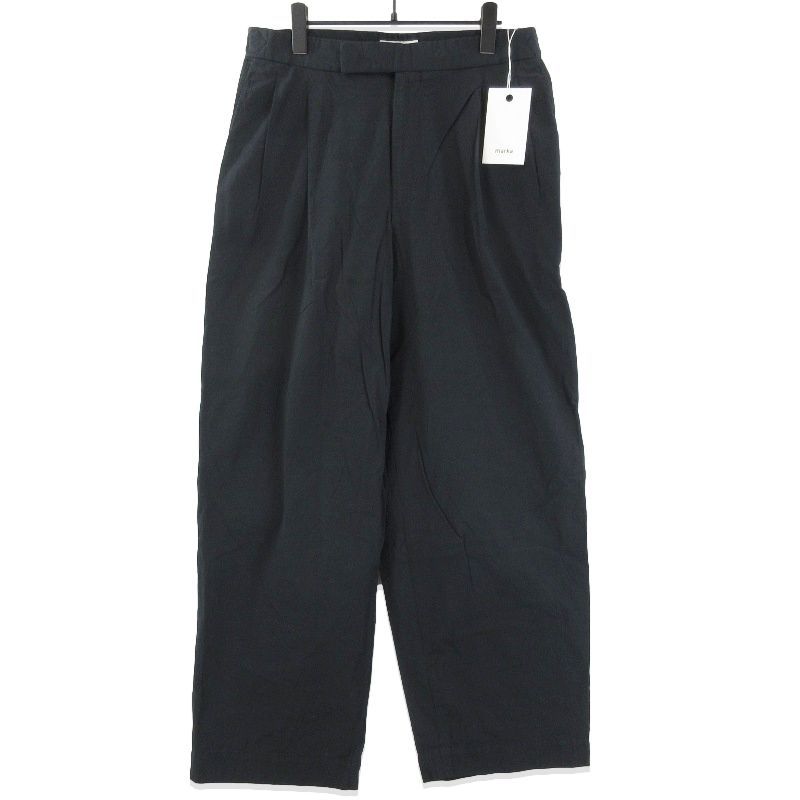 marka マーカ ダブルプリーテッド トラウザー M25E16PT02C サイドアジャスト 製品染め コットン ブラック 黒 3 71014097