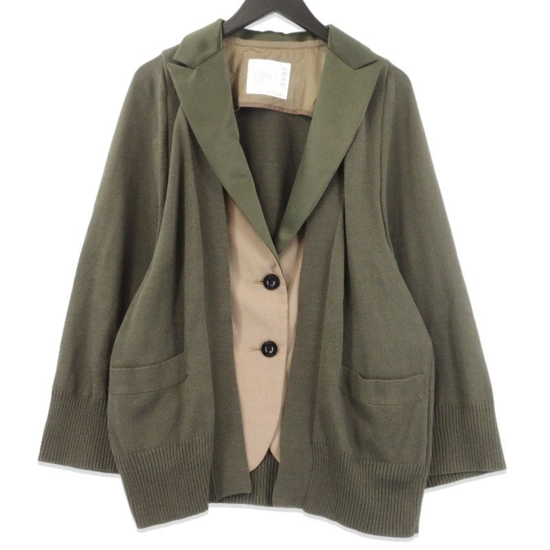 sacai サカイ カーディガン 22-05907 GREEN PANELED CARDIGAN