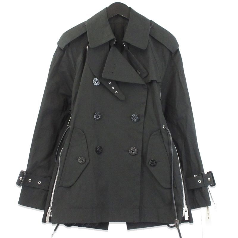 sacai サカイ トレンチジャケット 19-04704 19AW コットンコーティング 変則 トレンチコート ブラック 黒 1 70017264