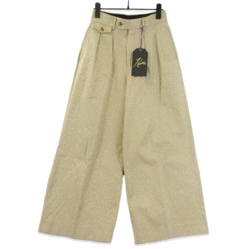NEEDLES ニードルズ タックパンツ QV083 Tucked Baggy Pant Cotton Leopard Jq スラックスパンツ ベージュ 1 70017265
