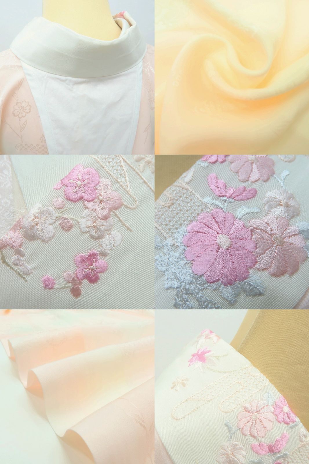  百華 Y 3956 単衣 正絹 袖無双 刺繡衿 居敷当て付 振袖用 長襦袢 長襦袢 長襦袢 半襦袢