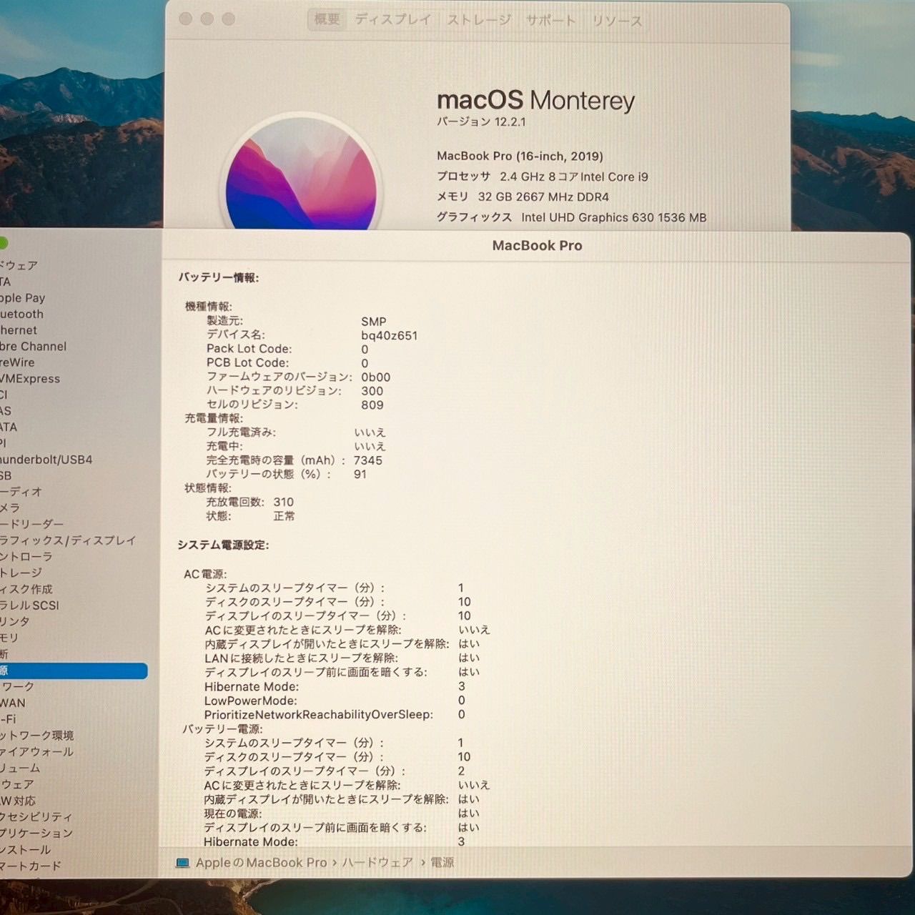 MacBook pro 16インチ 2019 アップル Apple corei 9 32 GB 1 TB 動画編集 カメラ内蔵 ノートPC ノートパソコン SSD搭載 macOS み 3926