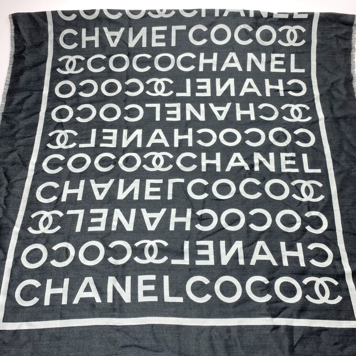  CHANEL シャネル COCO 大判ストール ブラック×グレー ストール ショール 小物