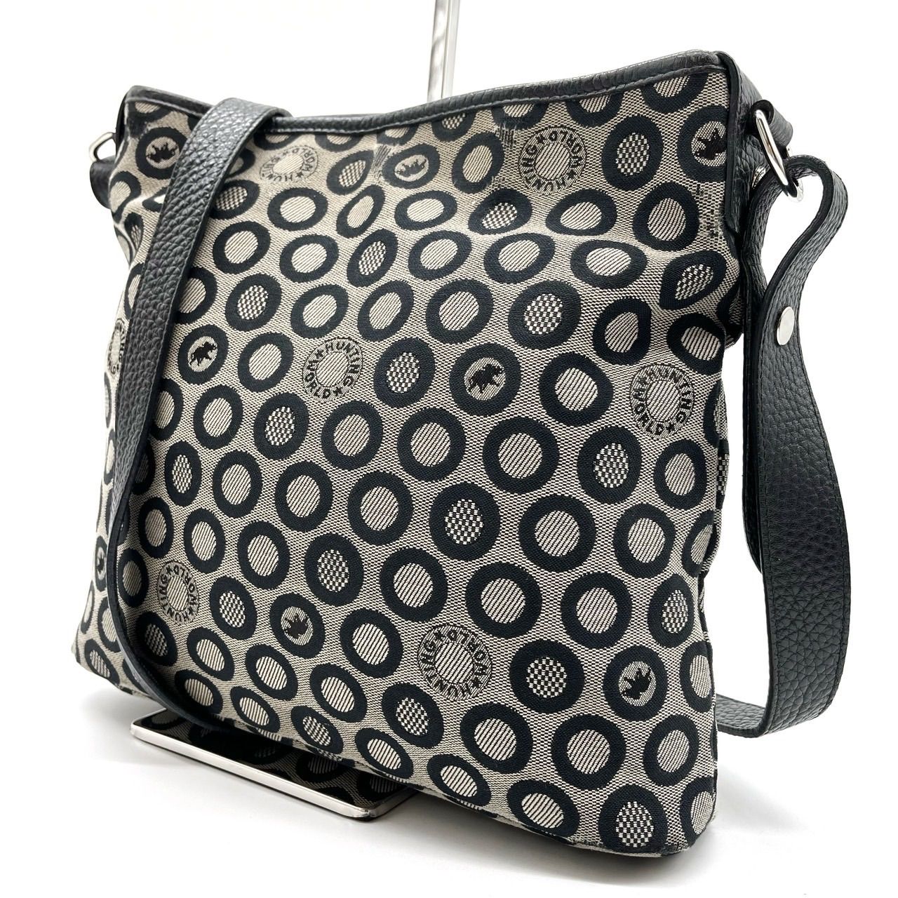 専用 ハンティングワールド ショルダーバッグ ボディバッグ 総柄 グレー ✨良品✨ HUNTINGWORLD ハンティングワールド ショルダーバッグ