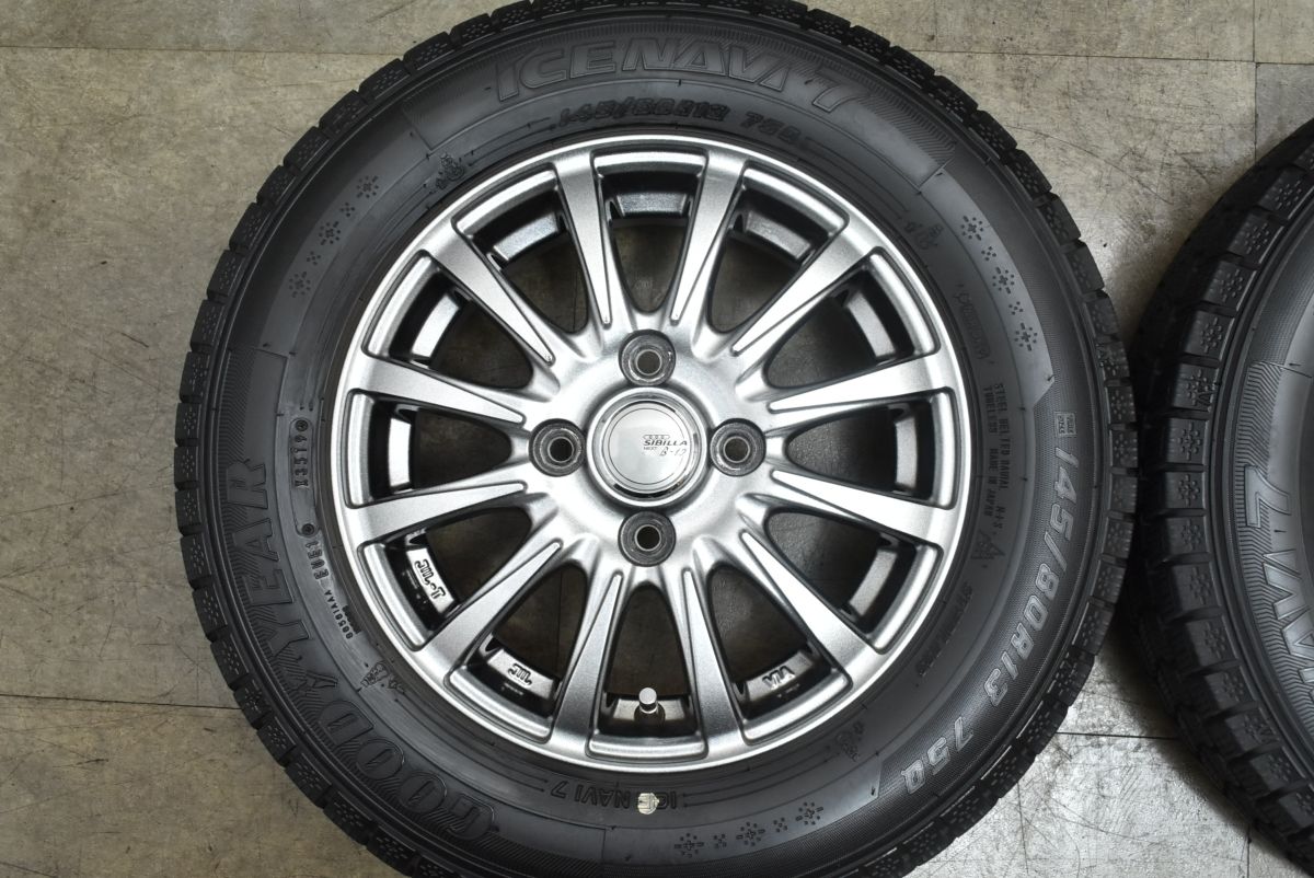 程度良好 シビラ 13 in 4 00 B 45 PCD 100 アイスナビ7 145 80 R N BOX ワゴンR アルト スペーシア MRワゴン タント ミラ ムーヴ