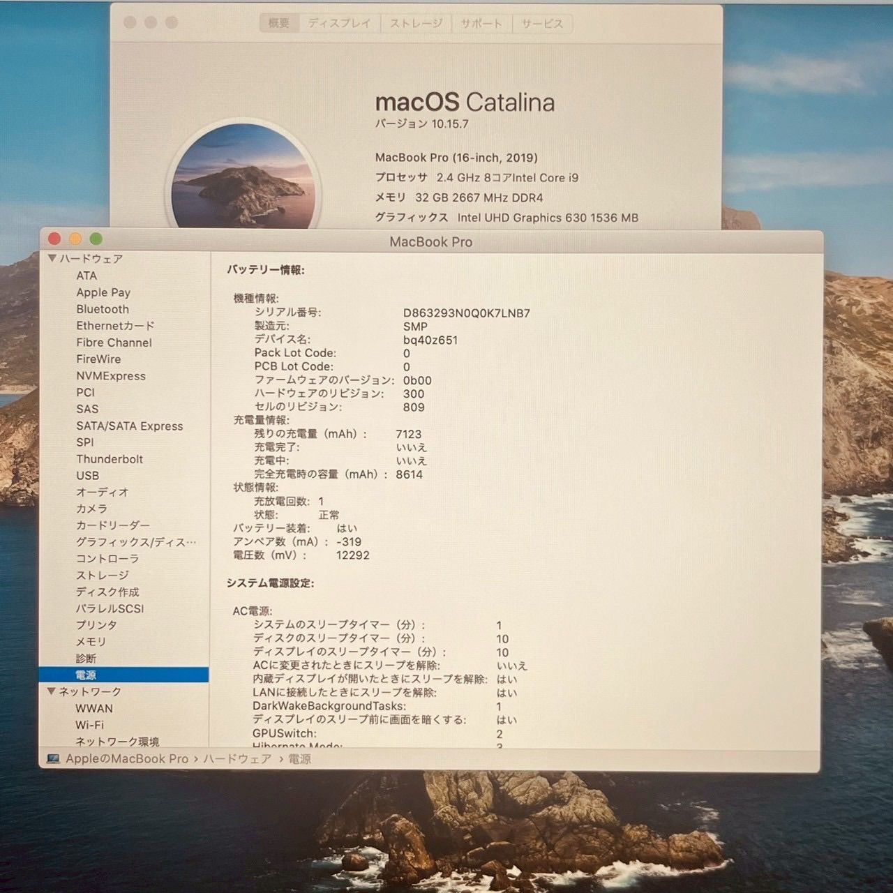 バッテリー MacBook pro 16インチ 2019 アップル Apple corei 9 32 GB 1 TB 動画編集 カメラ内蔵 ノートPC ノートパソコン SSD搭載 macOS み 3927