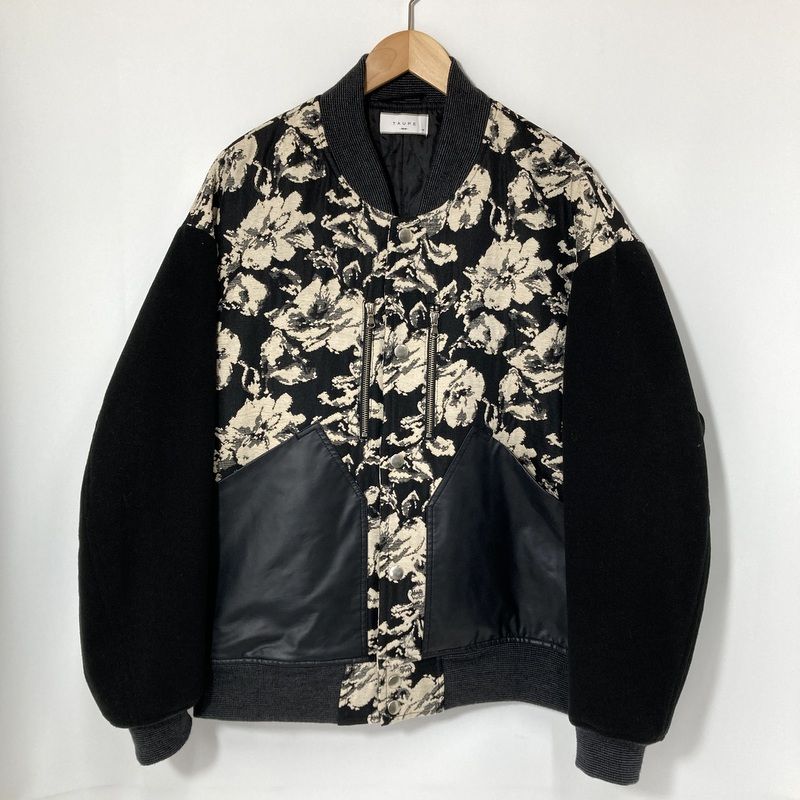 TAUPE トープ スタジャン スタジアムジャケット ジャガード 花柄 古着 サイズ03 Lサイズ相当 ブラック系 アウター A 15238