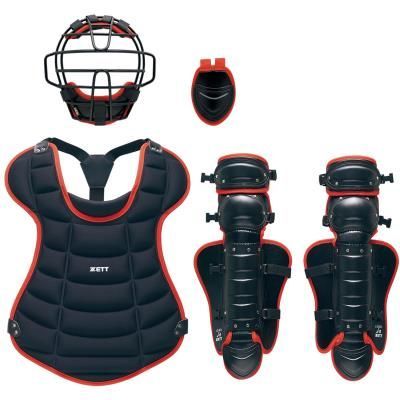 ゼット ジュニア用キャッチャー防具4点セット ブラック×レッド 袋付 BL703SET 1964