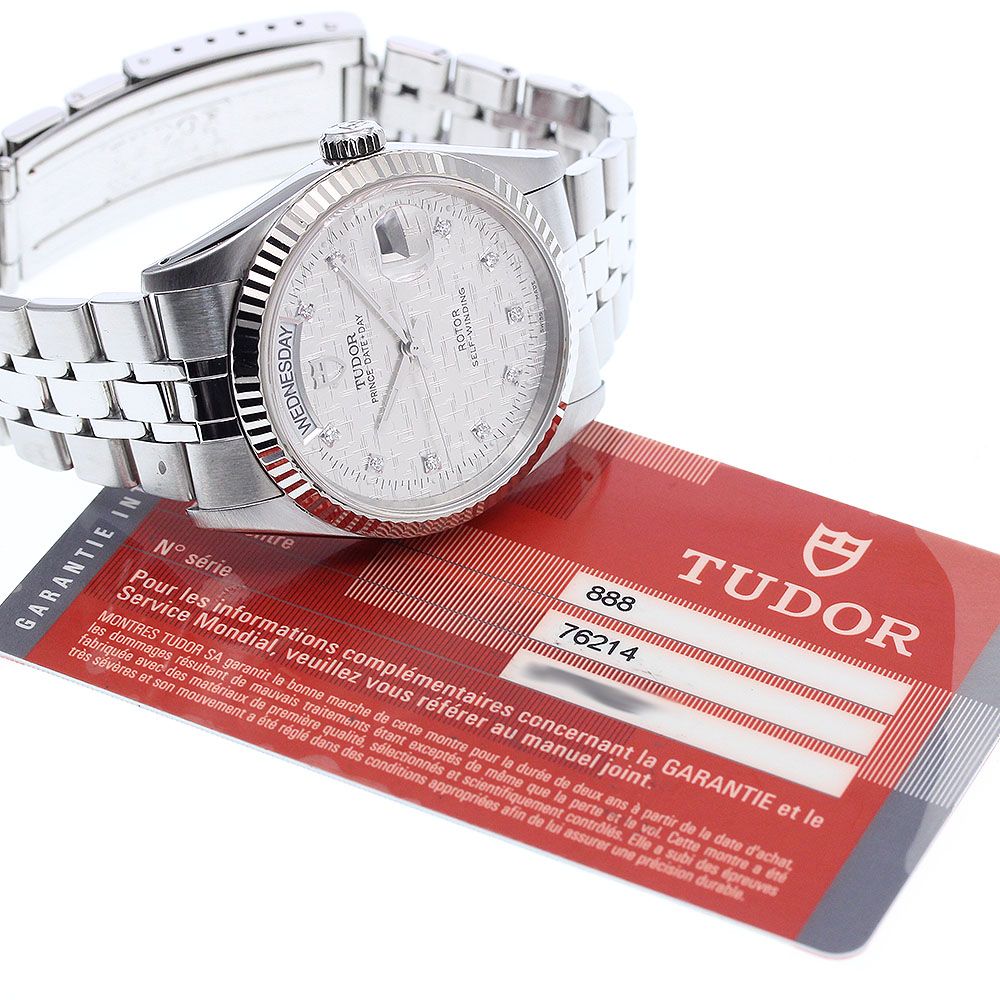 チュードル TUDOR 76214 プリンス デイトデイ WGベゼル 10Pダイヤ 自動巻き メンズ保証書付き_915897