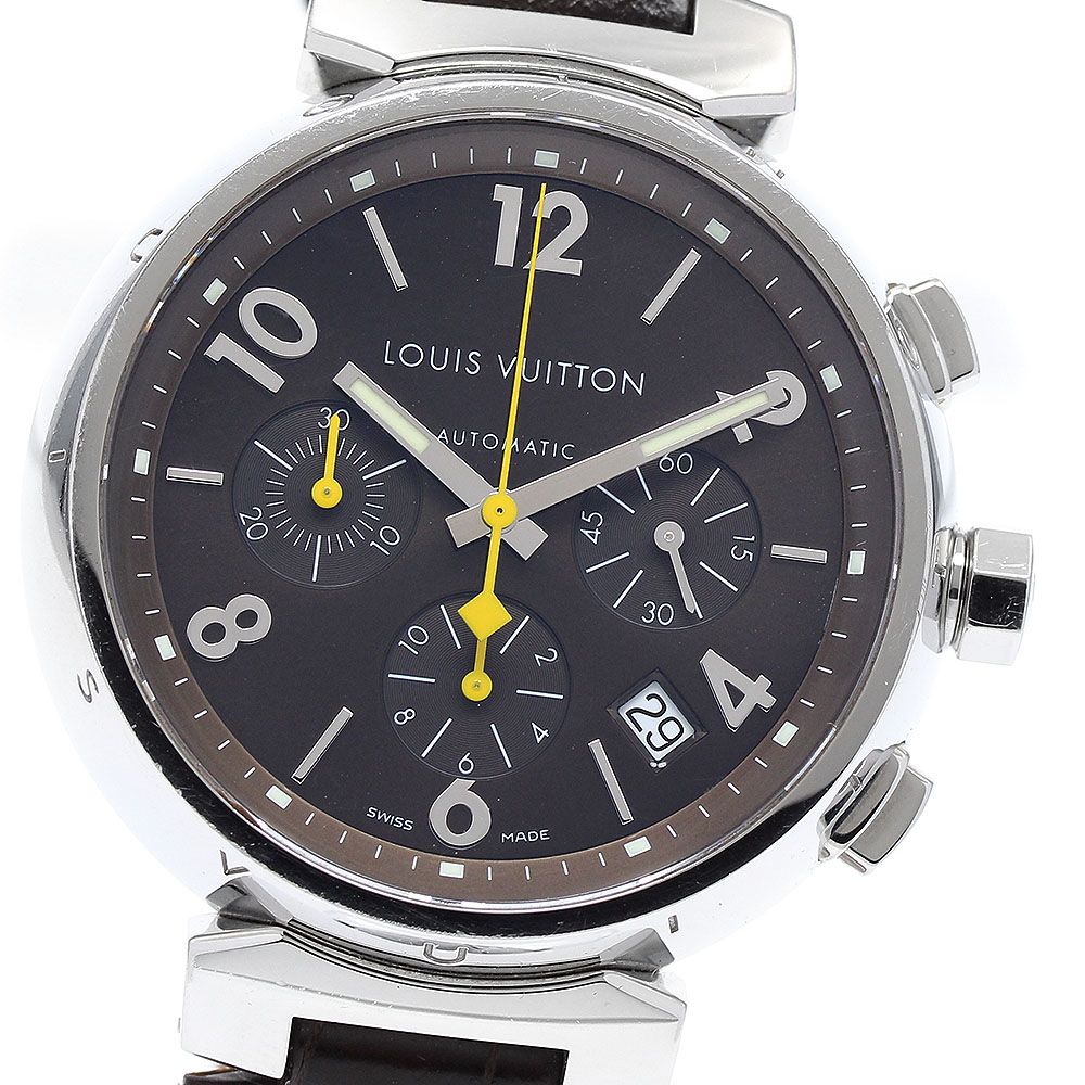 ルイ ヴィトン LOUIS VUITTON Q 1121 タンブール デイト クロノグラフ 自動巻き メンズ_918810