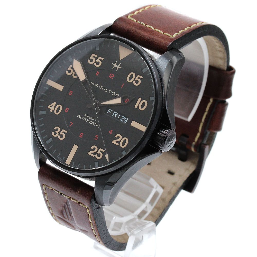  ハミルトン HAMILTON H647050 カーキアビエーション パイロット デイデイト 自動巻き メンズ _919385 ネイビー系 自動巻き時計 腕時計(アナログ)