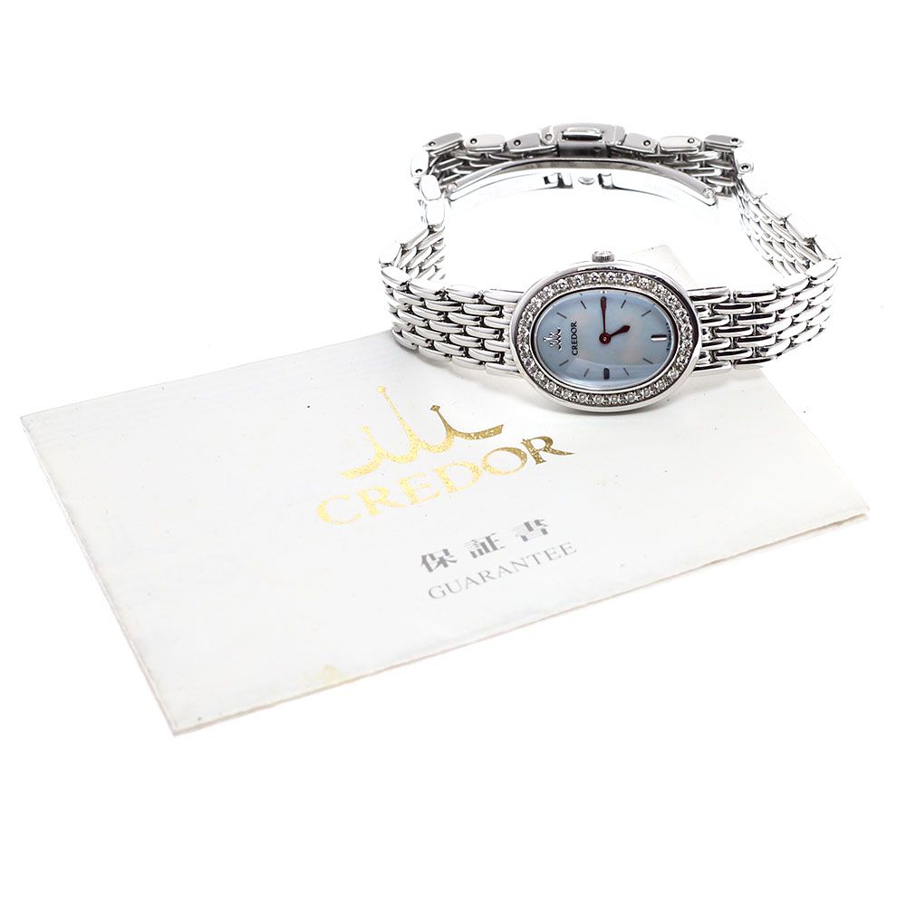 セイコー SEIKO 1 E 70-0 AB 0 GSTE 949 クレドール シグノ ダイヤベゼル クォーツ レディース保証書付き_917717