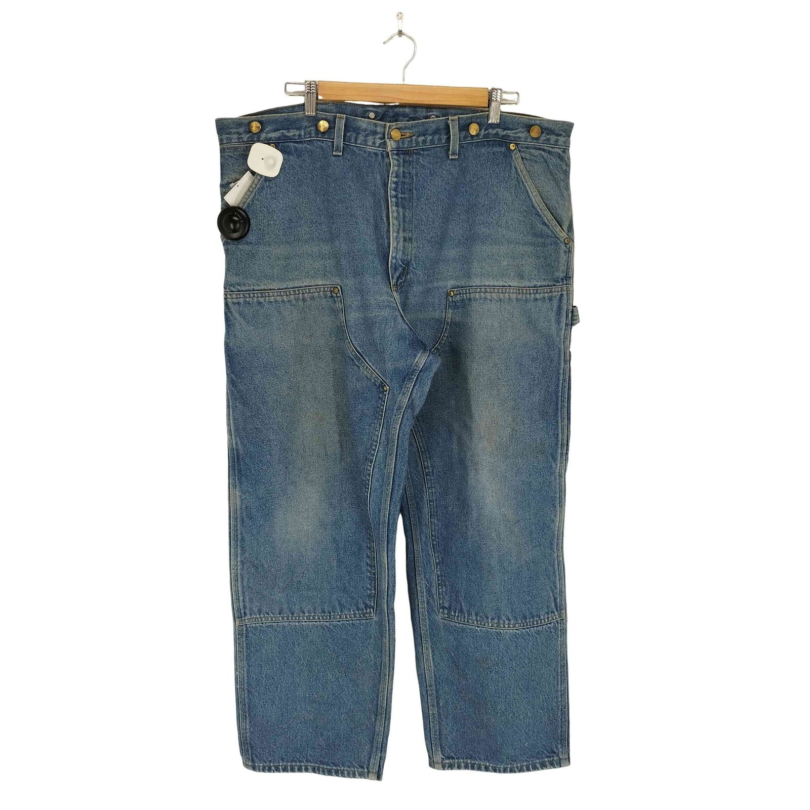Carhart サスペンダーボタン ダブルニーデニムペインターパンツ 42×30 カーハート Carhartt 最新 サスペンダーボタン ダブルニーデニム