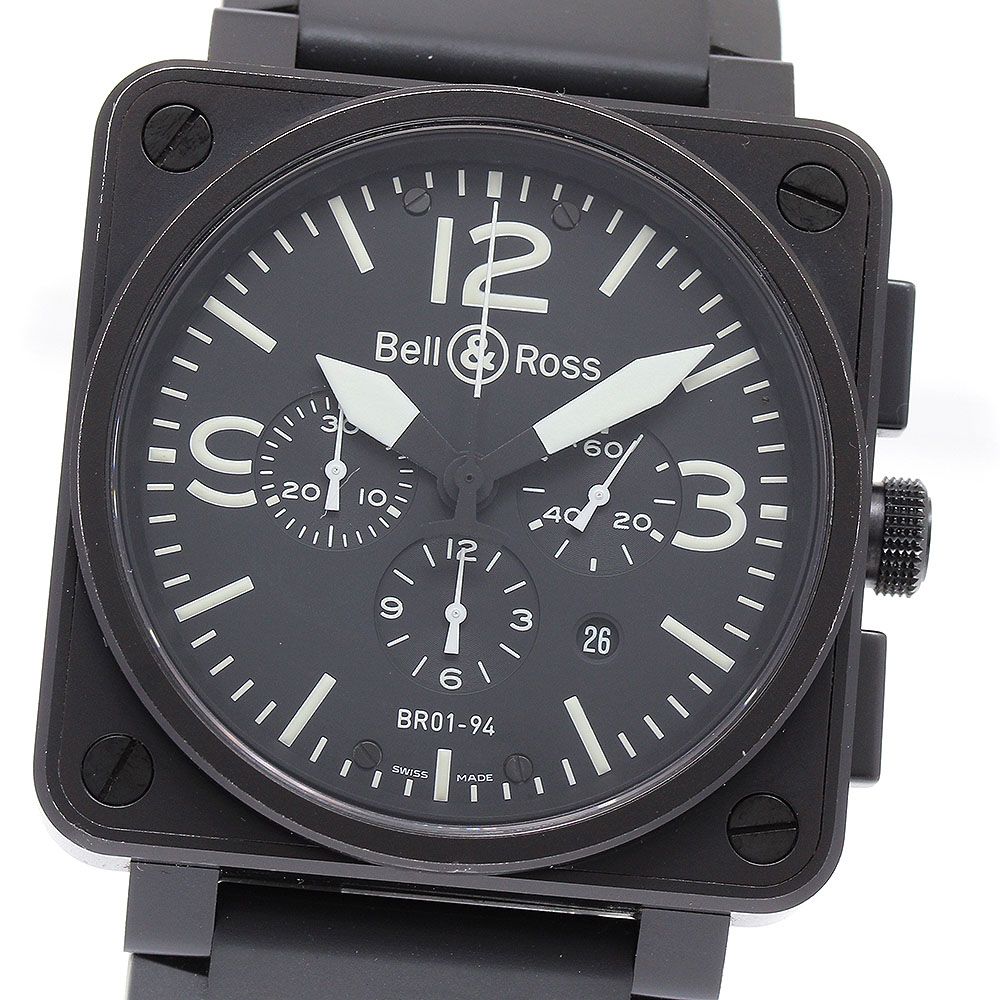 ベル＆ロス Bell＆Ross BR01-94-S BR01-94 クロノグラフ デイト 自動巻き メンズ 保証書付き_919375