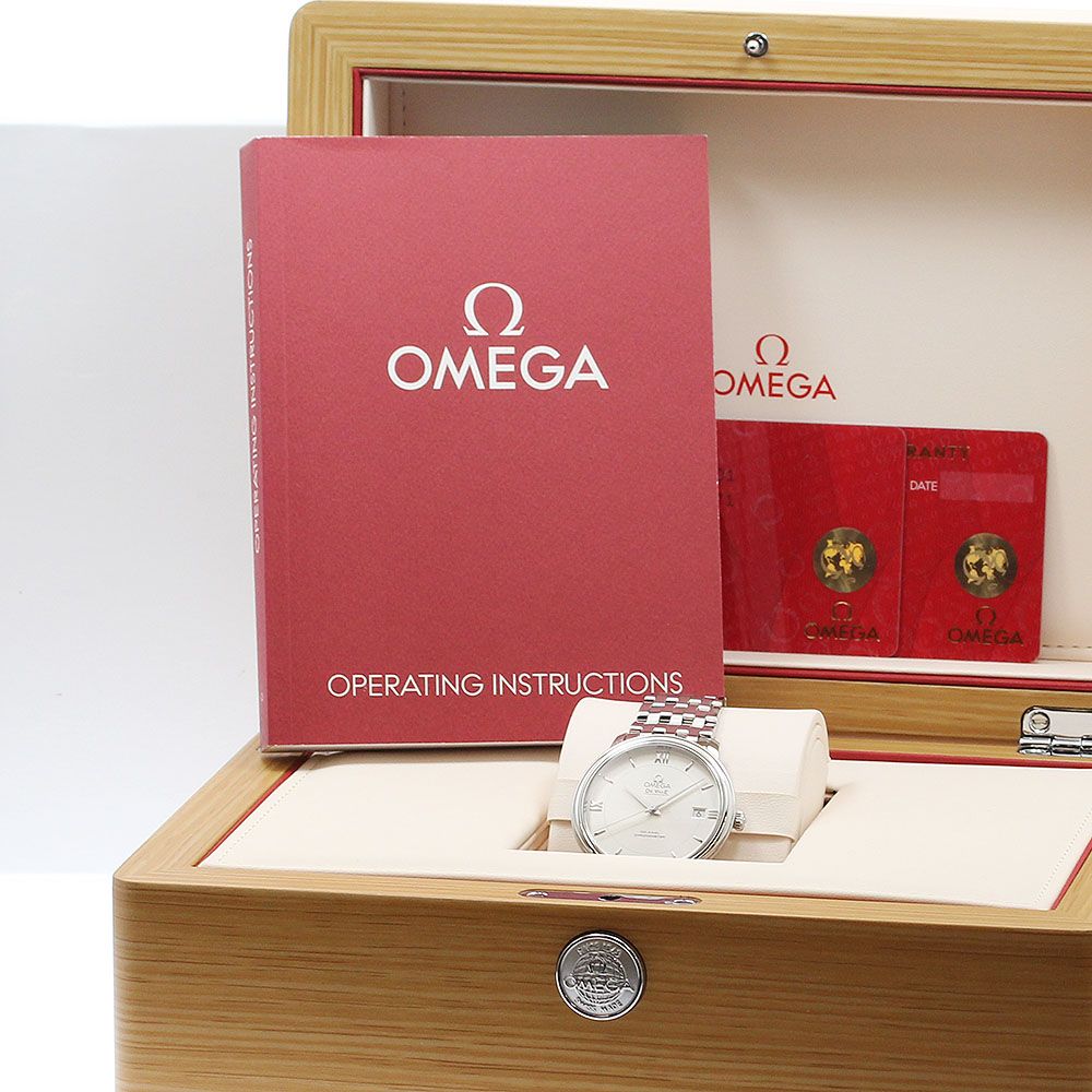 オメガ OMEGA 424 10 37 20 02 001 デビル プレステージ コーアクシャル デイト 自動巻き メンズ 箱 保証書付き_917665