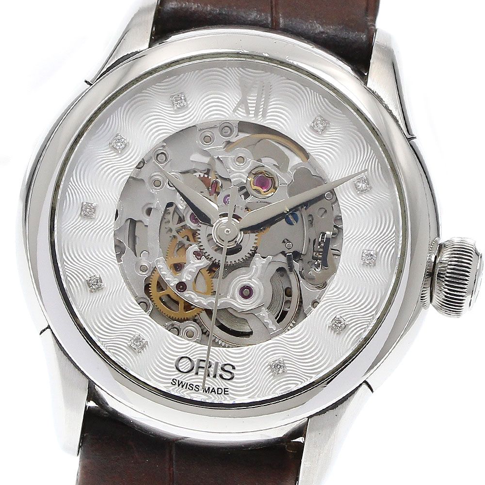 オリス ORIS 7604 アートリエ スケルトン 10 Pダイヤ 自動巻き ボーイズ_916970