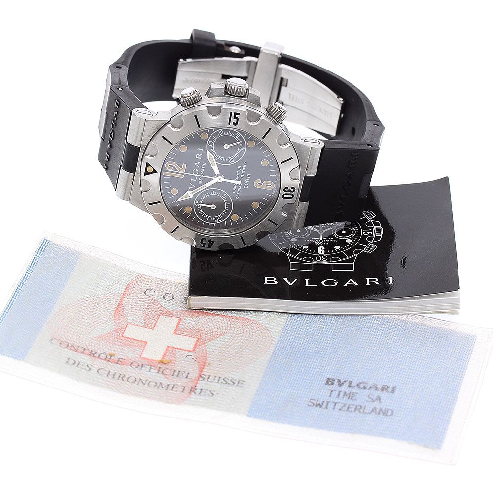 ブルガリ BVLGARI SCB38S ディアゴノ スクーバ クロノグラフ 自動巻き メンズ保証書付き_911675