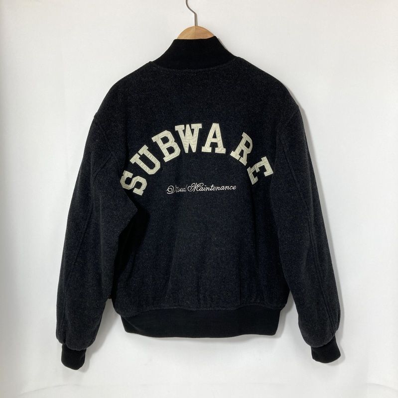 SUBWARE サブウェア スタジャン スタジアムジャケット ブルゾン ワッペン カジュアル 古着 Mサイズ チャコールグレー アウター A15237