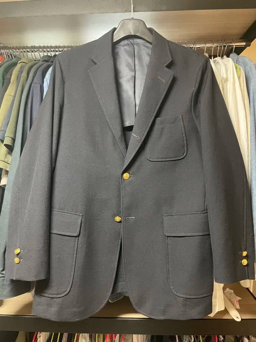 BEAMS PLUS ゴールド ブレーザー ネイビー COLOR L