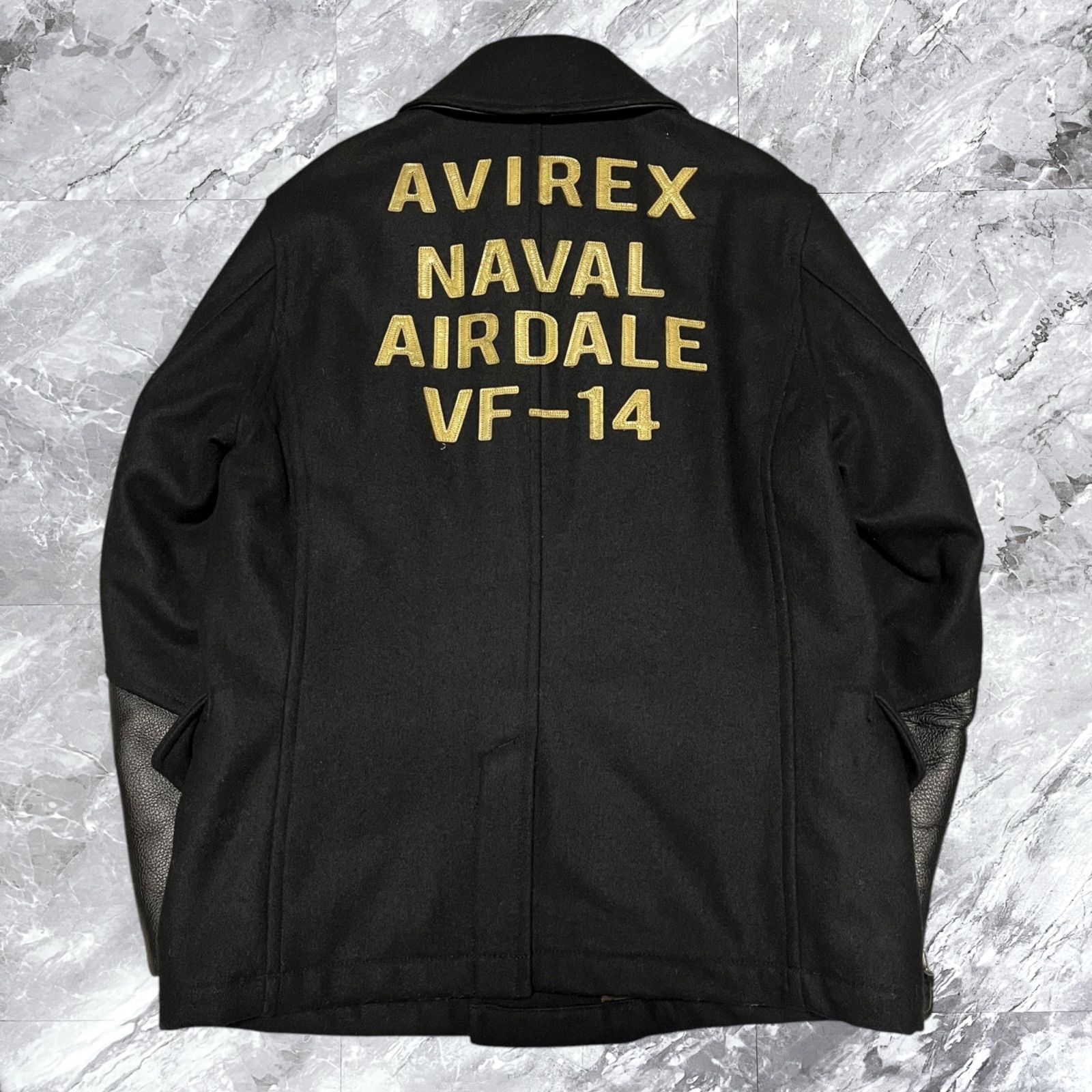 AVIREX Pコート＋ダブルライダース 牛革切替 ブラック ワッペン XL