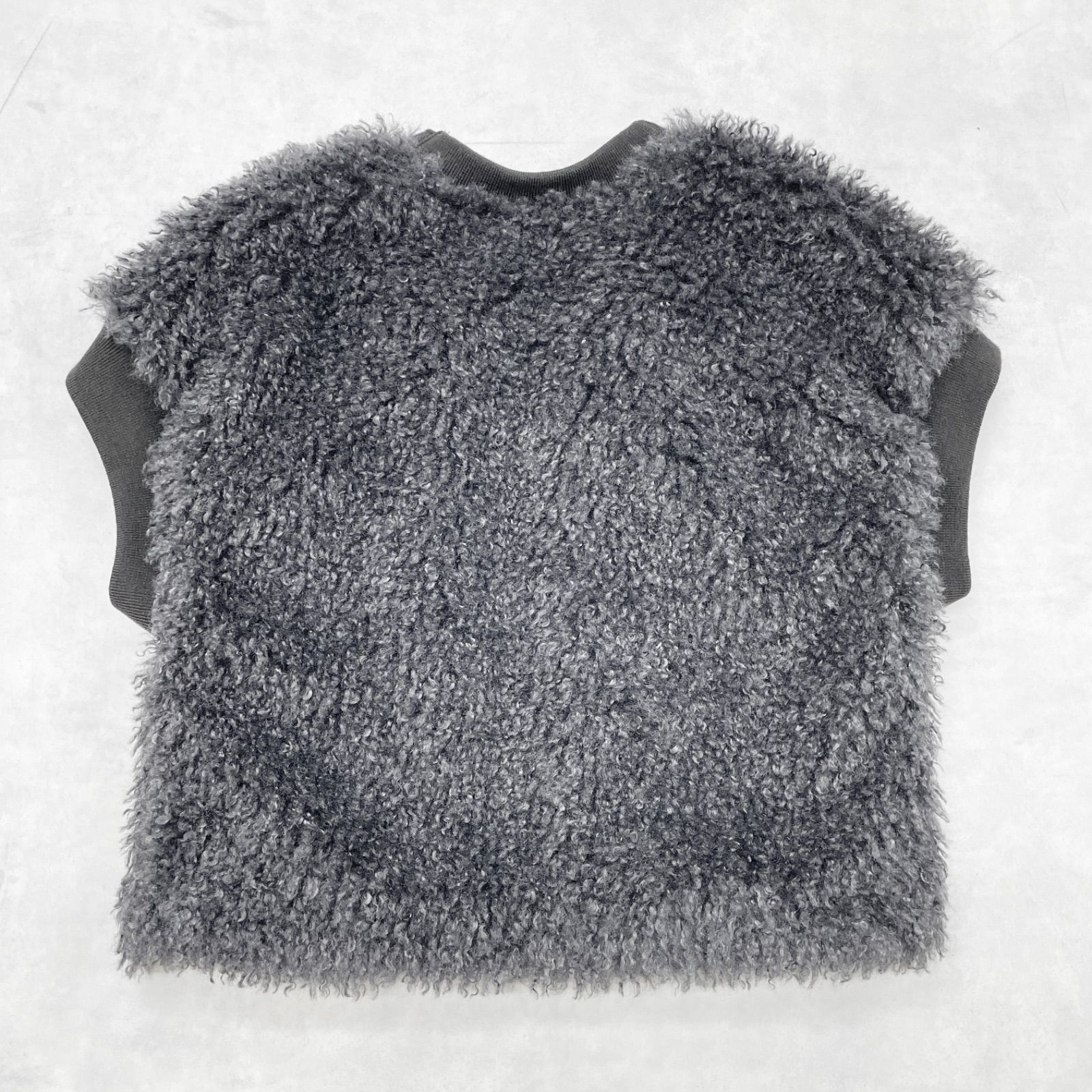 Diagram ダイアグラム ニットトリミングファーベスト ジップ