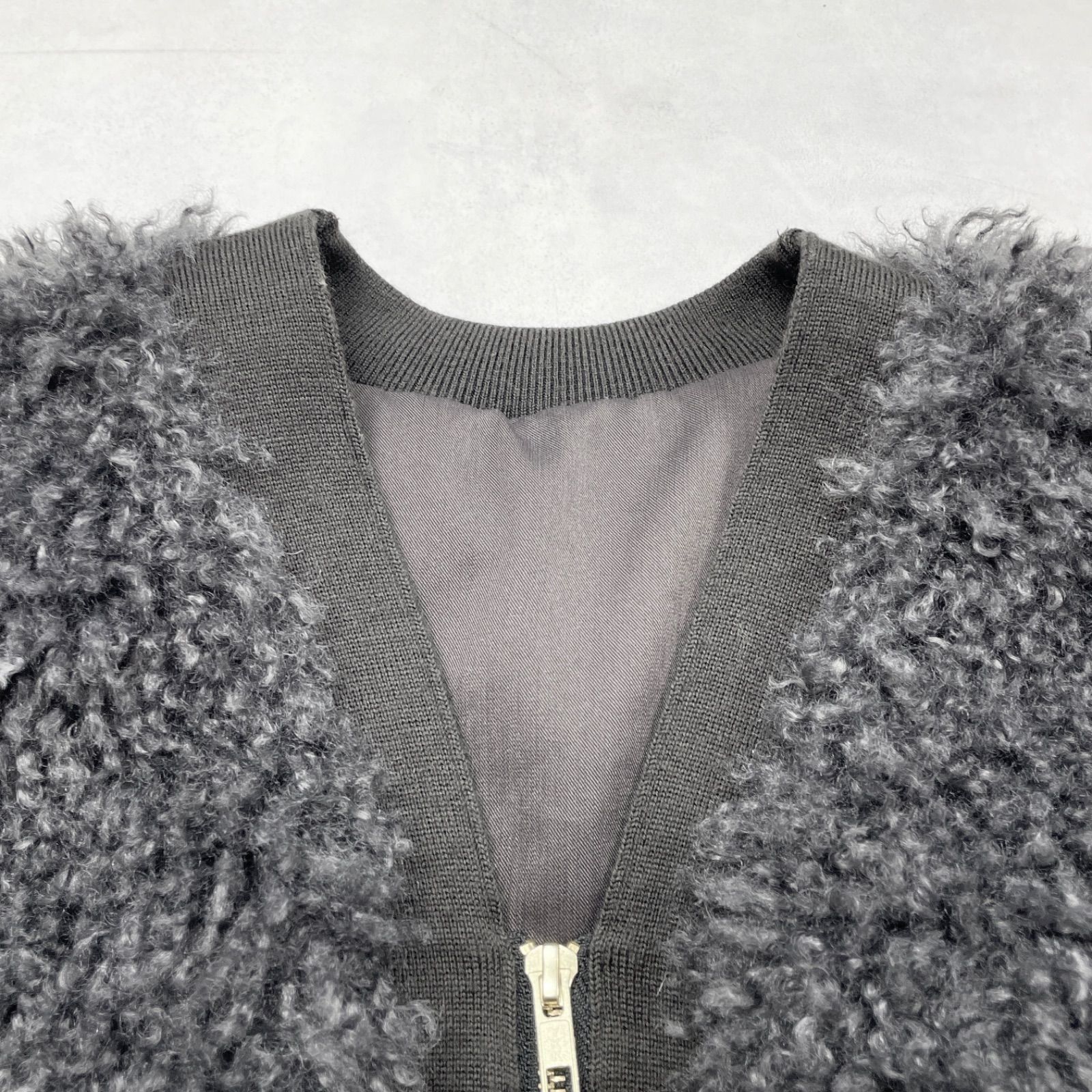 Diagram ダイアグラム ニットトリミングファーベスト ジップ