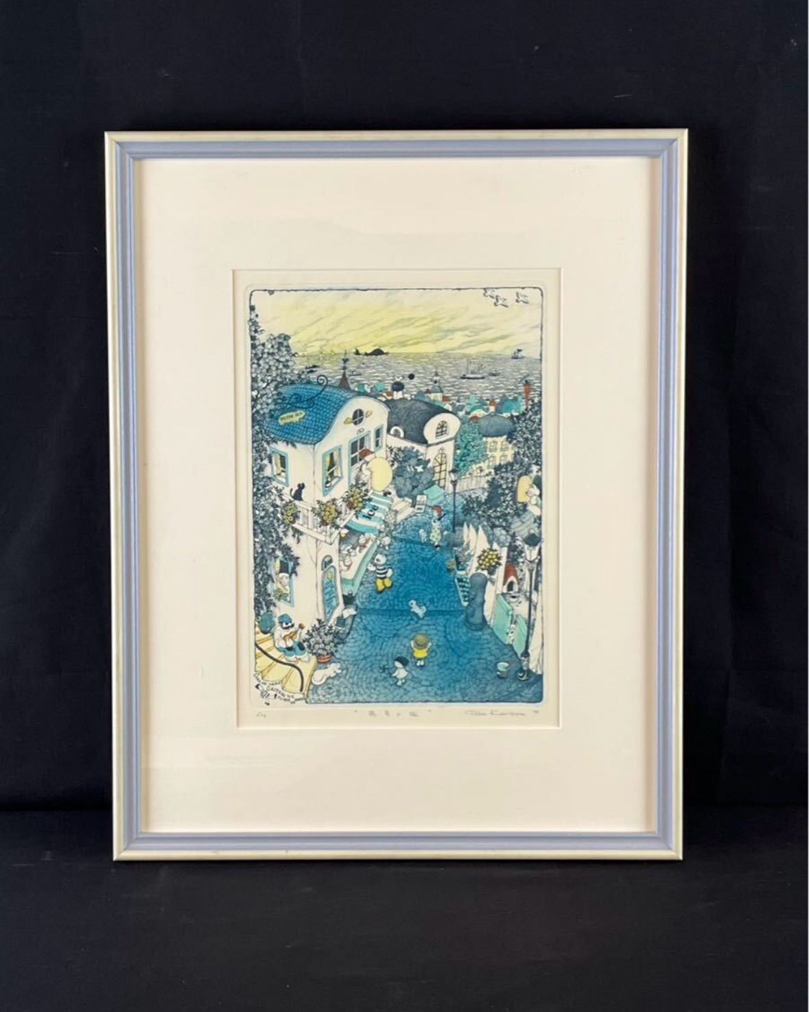 風景画 版画 ？AP サイン入り APJ ジクレー版画 額装 生田明 「潮風の庭」 9710 サイン刷込 アート