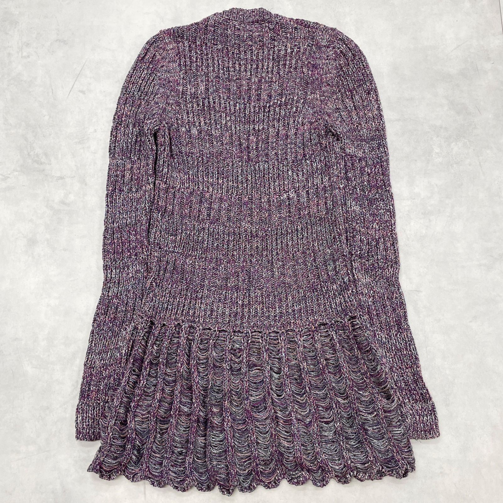 Chloe クロエ ニットカーディガン ロング フ シルク キュプラ パープル イタリア製 レディース S