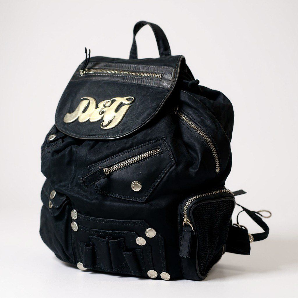 gk10 2000s D&G DOLCE&GABBANA parachute Gimmick backpack Bkack 