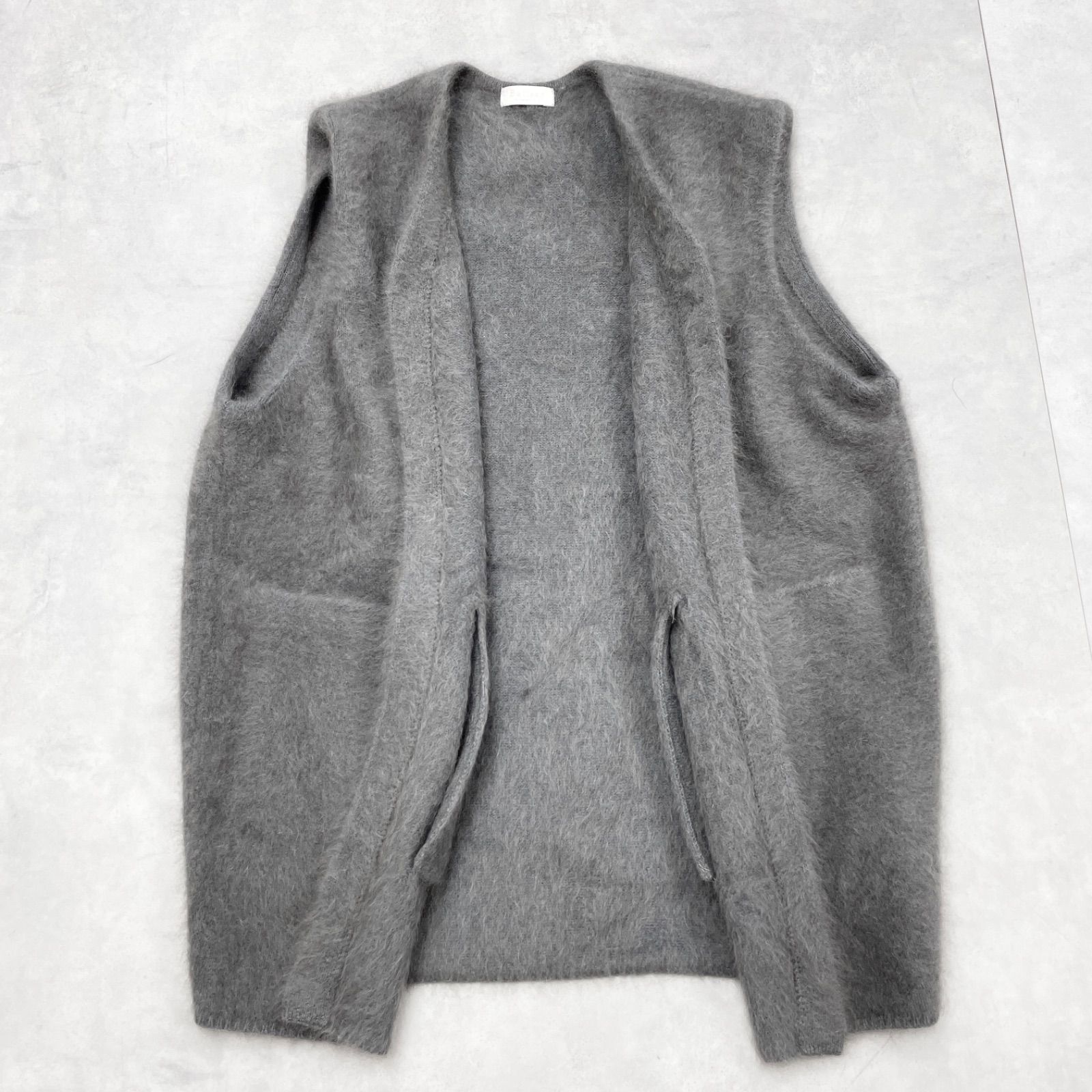 Ballsey TOMORROWLAND 2025 ボールジィ トゥモローランド フラッフィーヤーンフロントオープンジレ ニットベスト ジレ シャギー ウール グレー レディース S