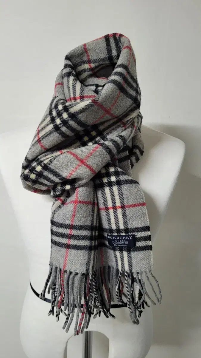 バーバリー 90 sヴィンテージ グレー ノヴァチェック ラムウール マフラー