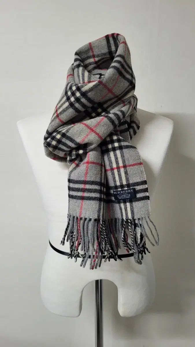 BURBERRY バーバリー 90 sヴィンテージ グレー ノヴァチェック ラムウール マフラー