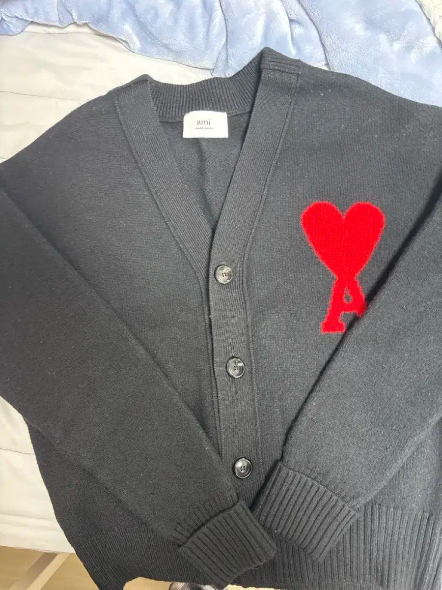 アミ ビックロゴ カーディガン ブラック M サイズ