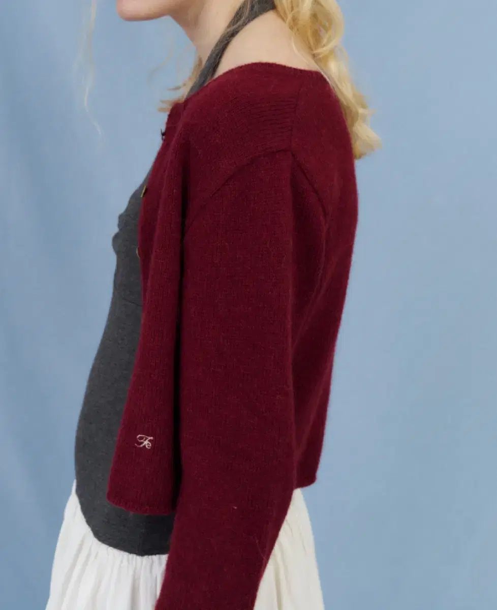 ポエト アルパカカーディガン バーガンディ