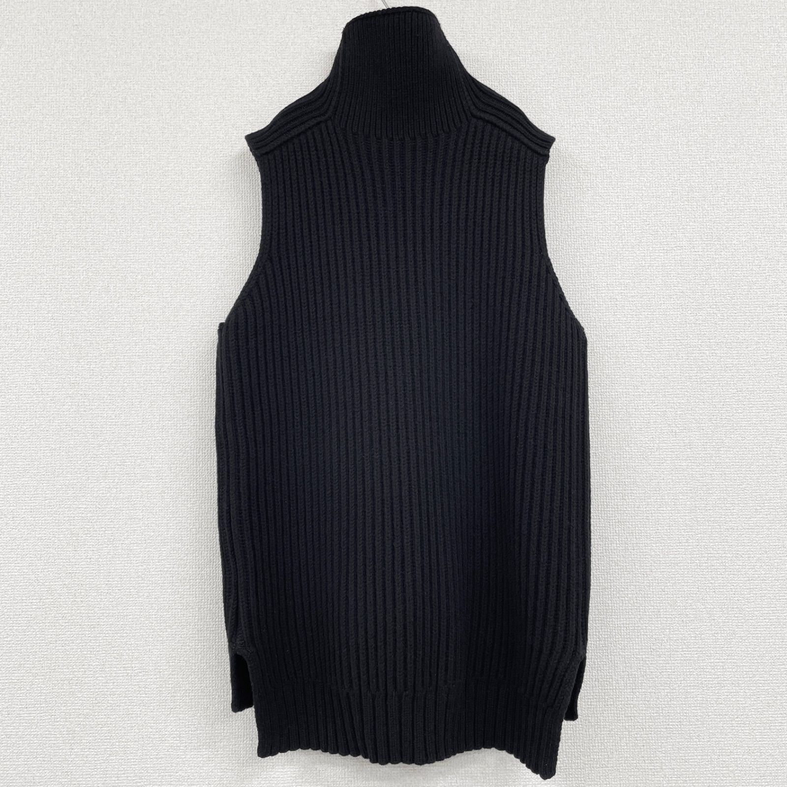 CELINE セリーヌ フィービー期 ニットトップス ノースリーブ ハイネック カシミヤ ウール ブラック イタリア製 レディース S