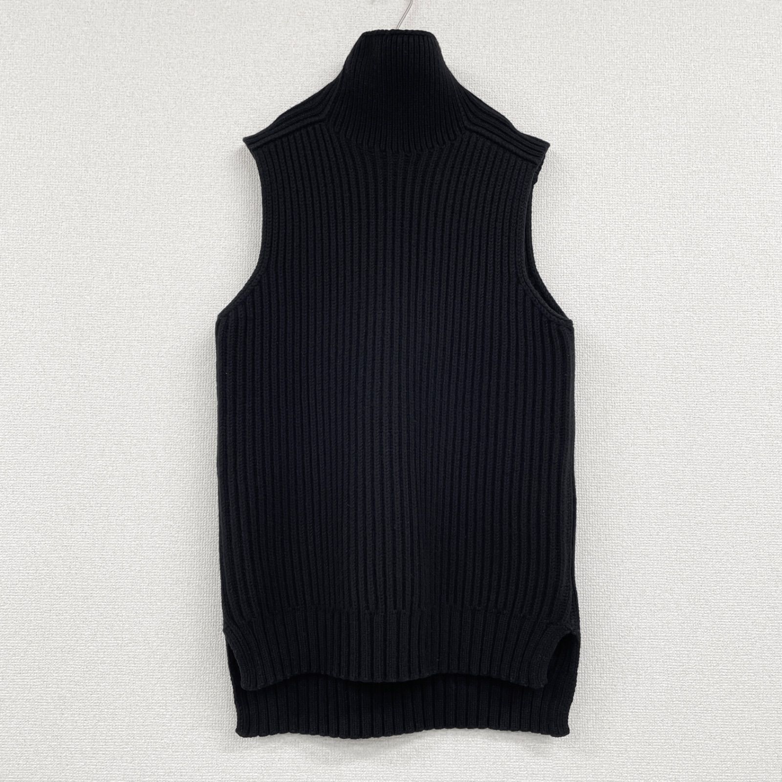 CELINE セリーヌ フィービー期 ニットトップス ノースリーブ ハイネック カシミヤ ウール ブラック イタリア製 レディース S