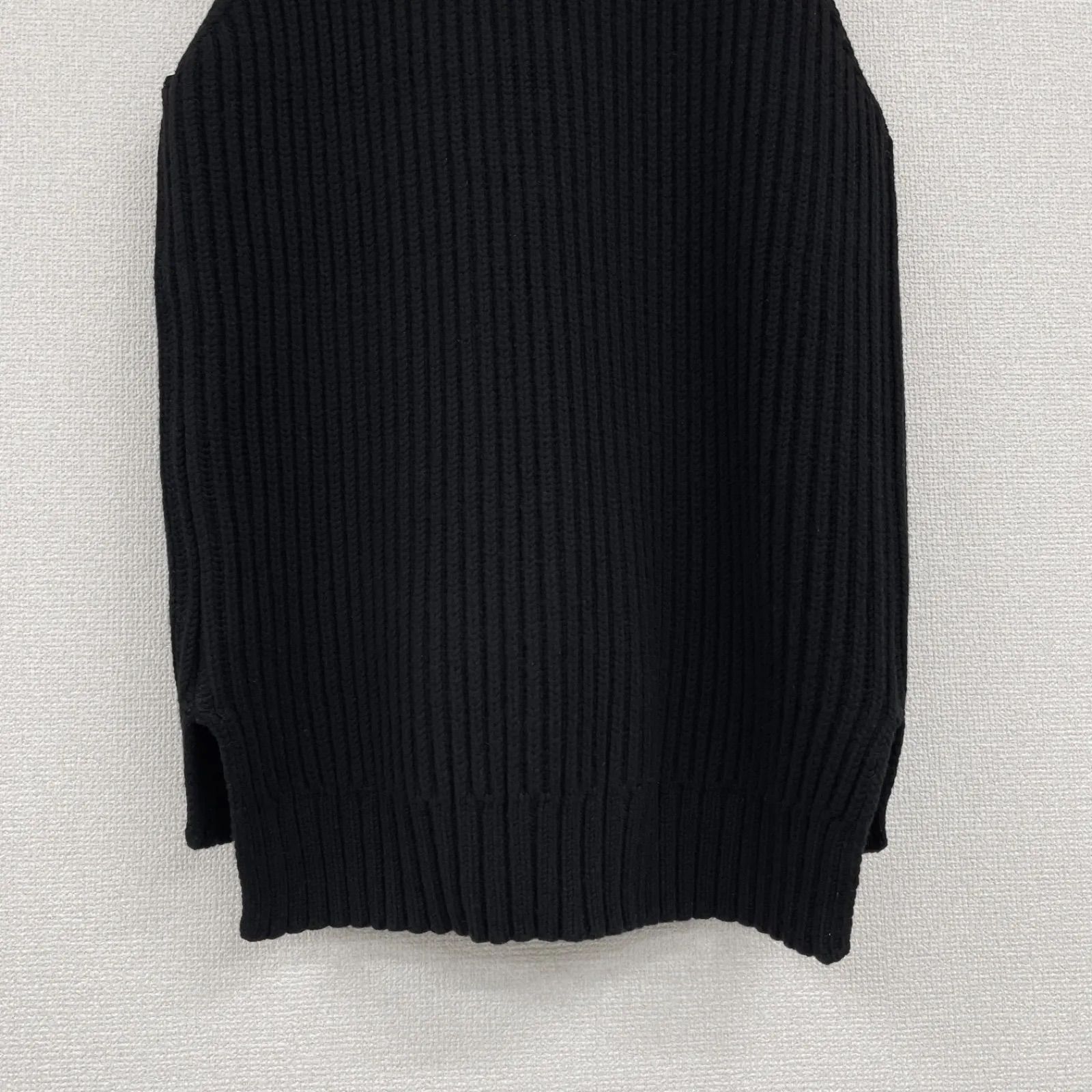 最安値 CELINE セリーヌ フィービー期 ニットトップス ノースリーブ ハイネック カシミヤ ウール ブラック イタリア製 レディース S