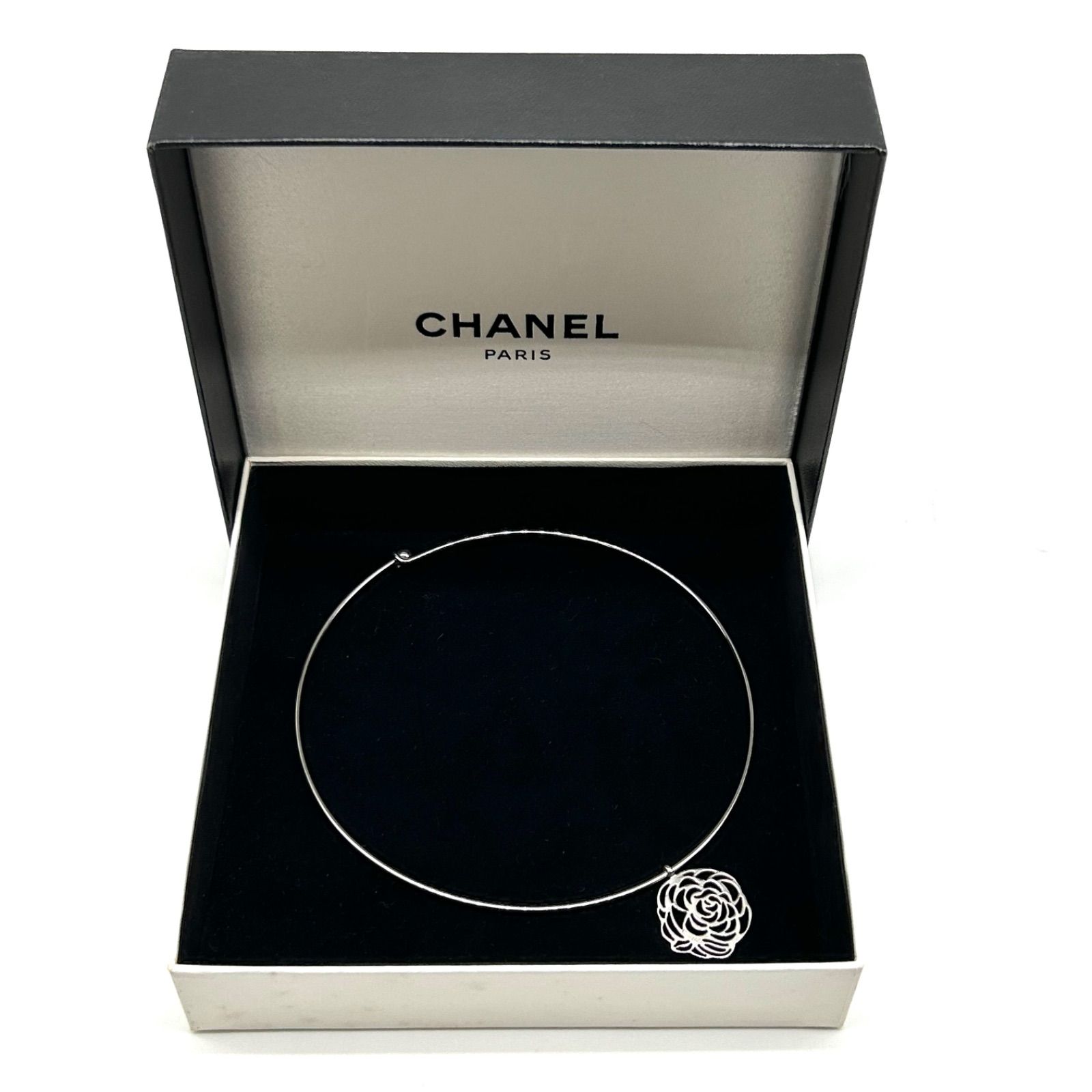美品】CHANEL シャネル カメリア シルバー925 チョーカー ネックレス 