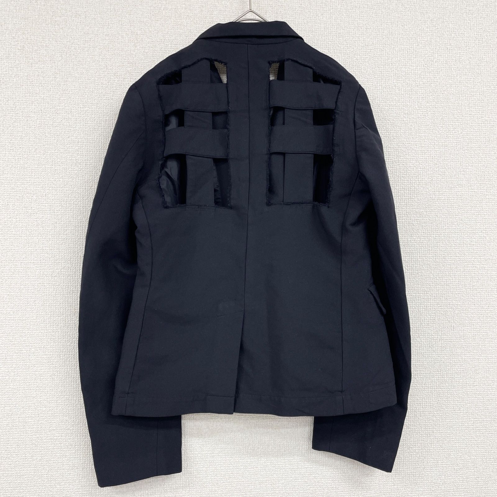 COMME des GARCONS COMME des GARCONS コムデギャルソン コムデギャルソン コムコム テーラードジャケット バックオープン ポリ縮絨 ポリエステル ネイビー レディース S