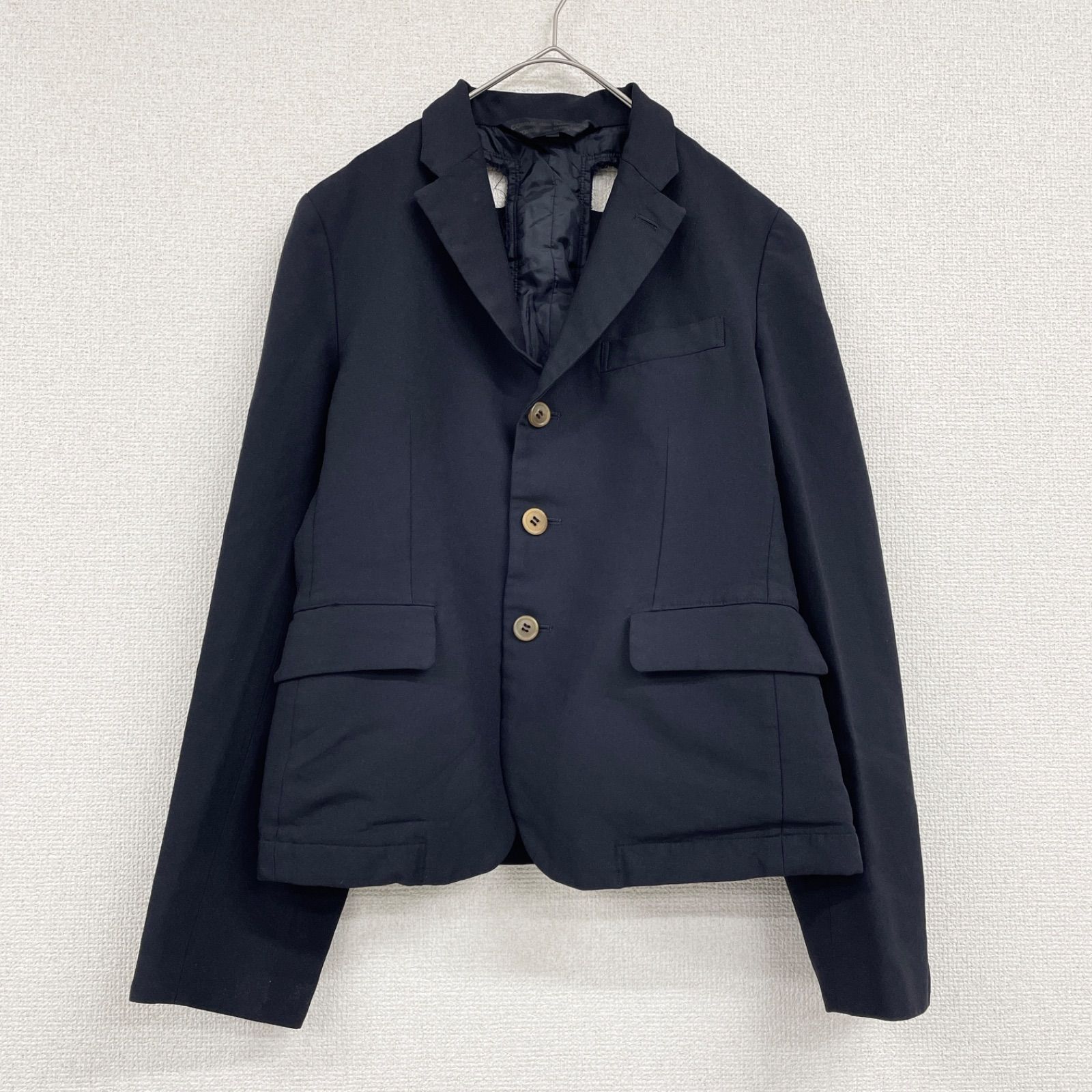 COMME des GARCONS COMME des GARCONS コムデギャルソン コムデギャルソン コムコム テーラードジャケット バックオープン ポリ縮絨 ポリエステル ネイビー レディース S