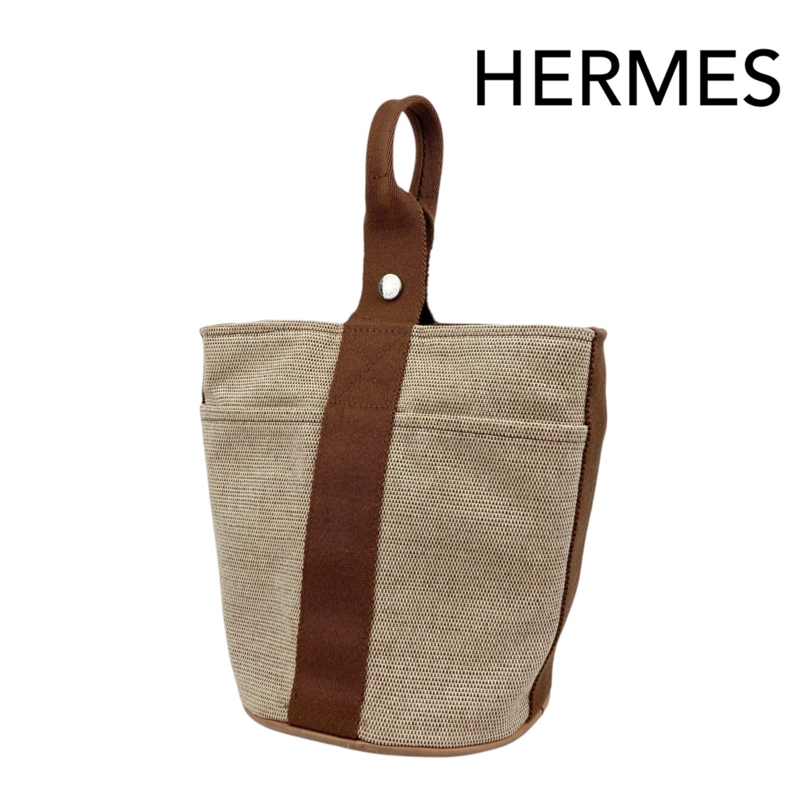 HERMES エルメス サクソーPM ハンドバッグ キャンバス トワルアッシュ 