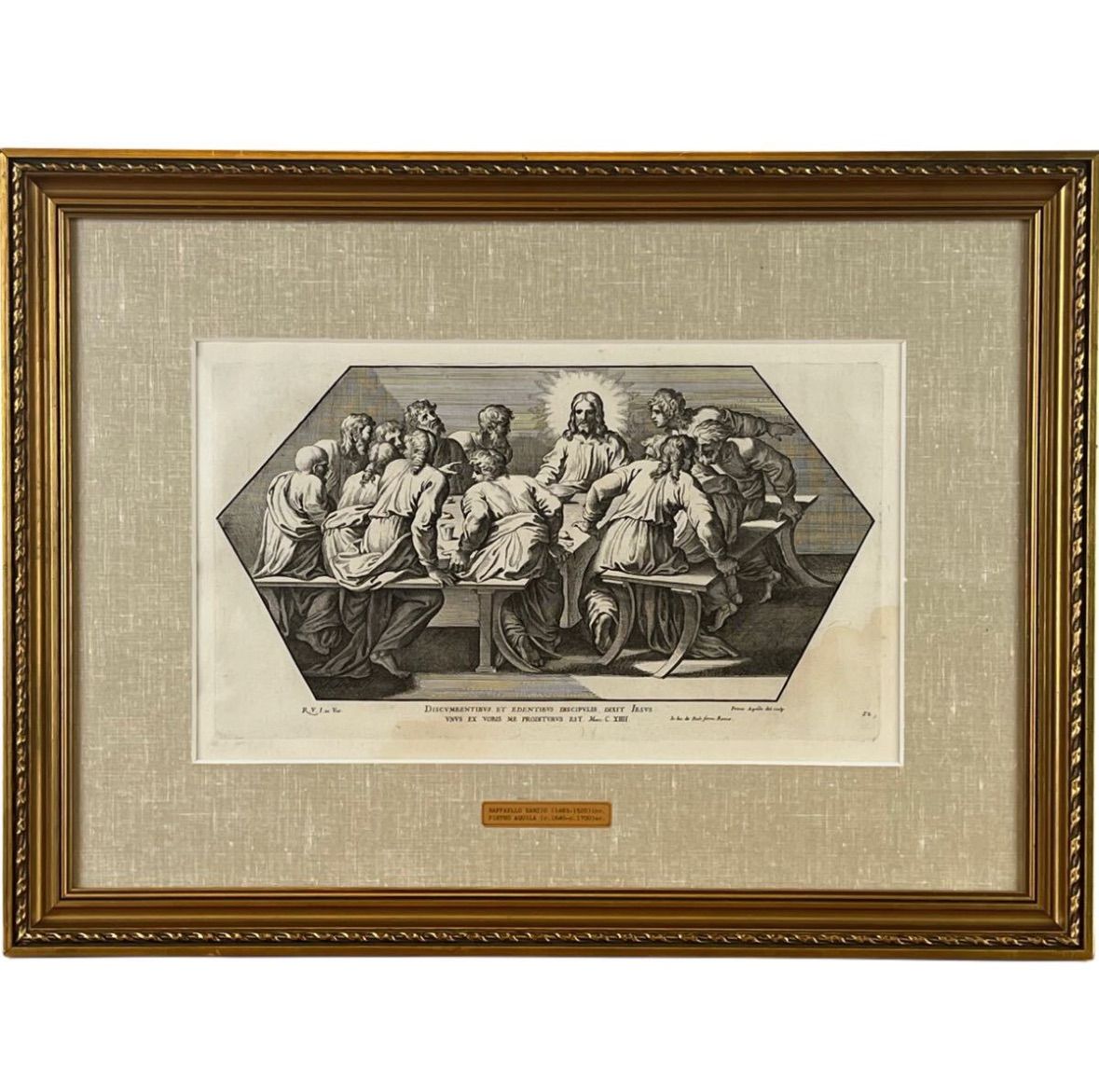 ラファエロ サンティ 最後の晩餐 銅版画 ピエトロ アクィラ 作 ルネサンス期 イタリア